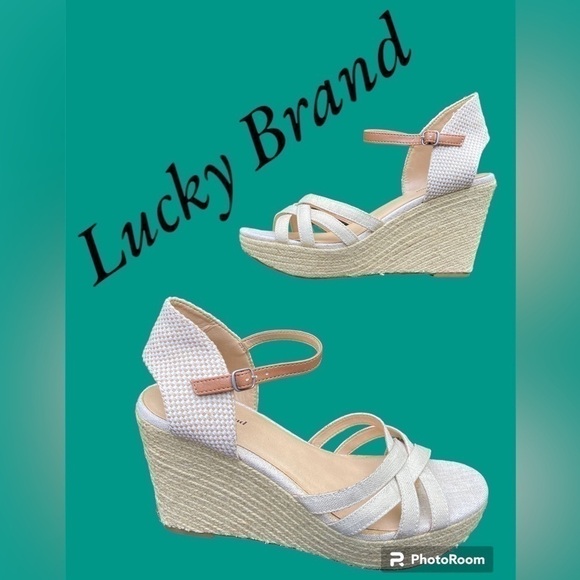Lucky Brand KALLEY Wedge 4” Heel Espadrille Sandals Natural Beige Size 10 GUC!!! - Picture 7 of 15